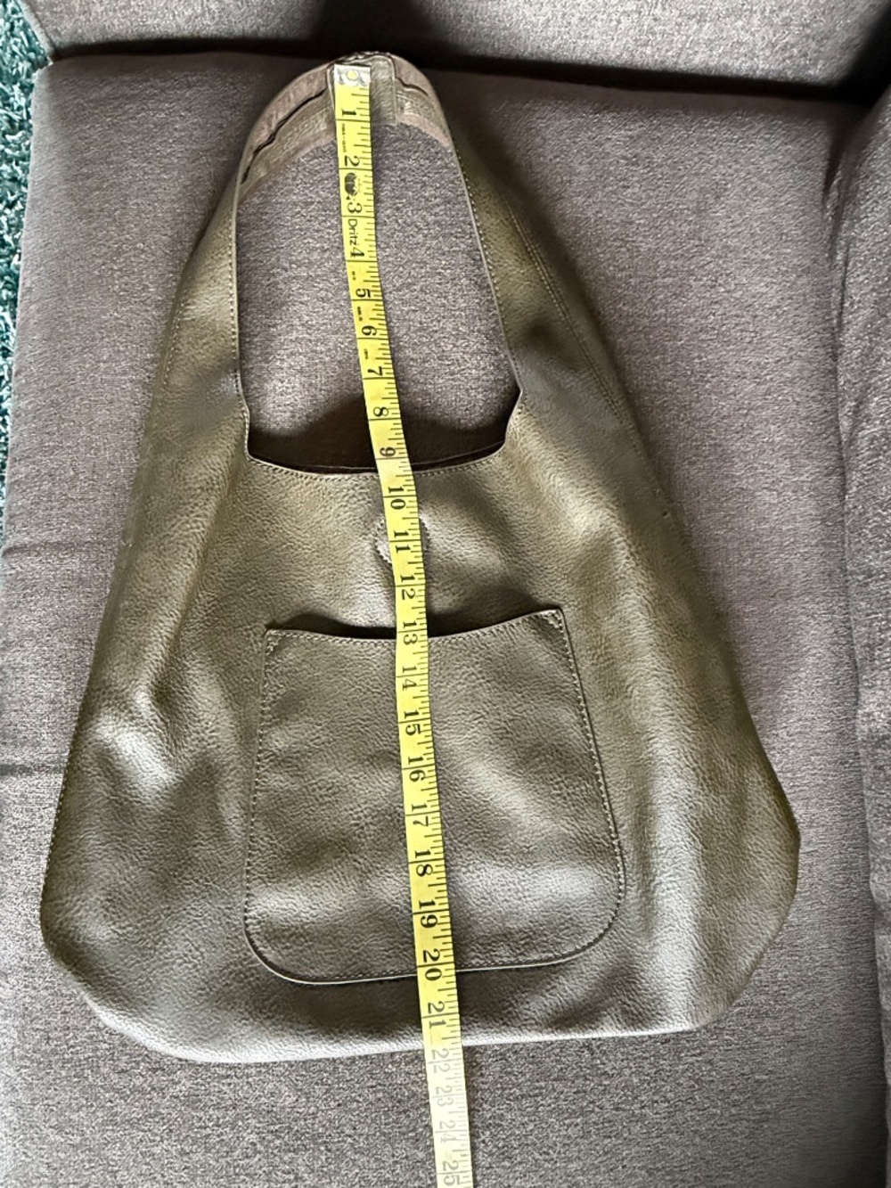 Elegant Olive Green Leather Shoulder Bag - Picture 5 of 8